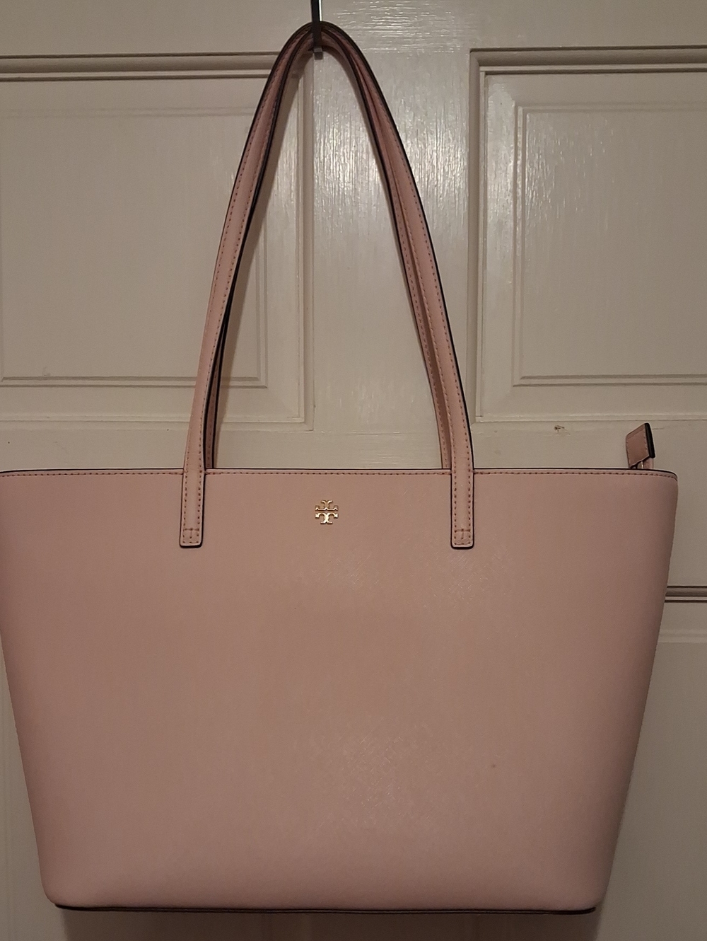 Tory Burch Blush Pink Leather Tote with Gold Logo